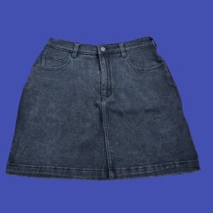 Harley Davidson Womens Denim Skirt 8 Black Biker Motorcycle Cotton
